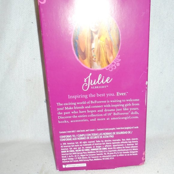 AMERICAN GIRL 6.5" MINI DOLL JULIE ALBRIGHT 2016 SPECIAL EDITION NEW Maxi Dress - Picture 2 of 3